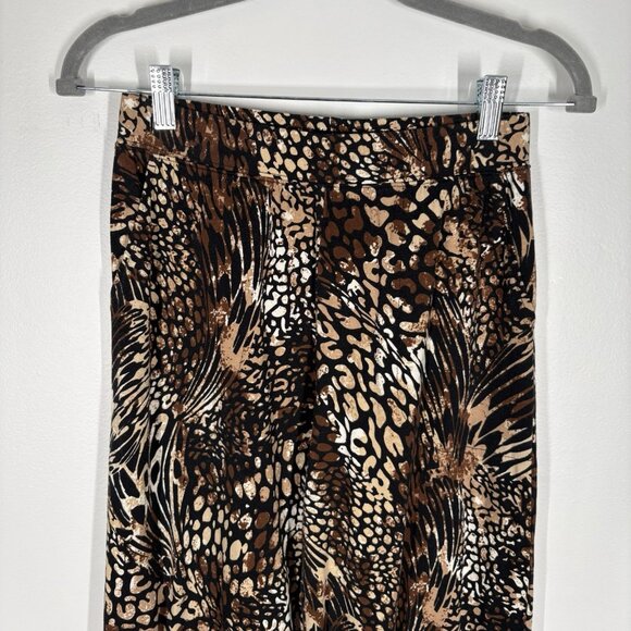 Denim & Co Beach Women XXS Animal Print Pull-On Wide Leg Pants With Side Slits - Picture 5 of 11